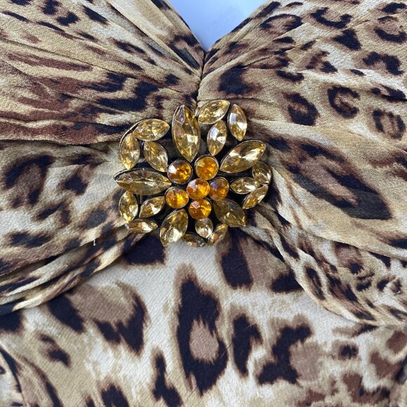 Ignite Evenings By Carol Lin Dress Babydoll Animal Print Silk Ruffles Sz 4 Y2K - Picture 7 of 16